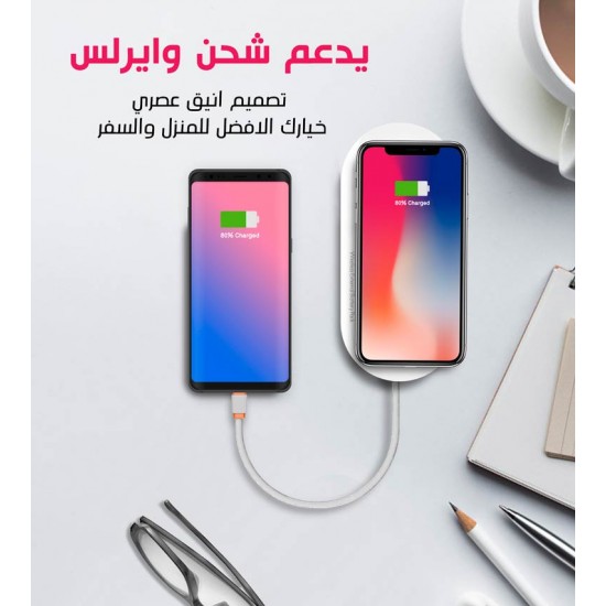 باور بانك لاسلكي PW1003 عالي السعة 10000 mAh لشحن الهاتف المحمول من لدنيو 